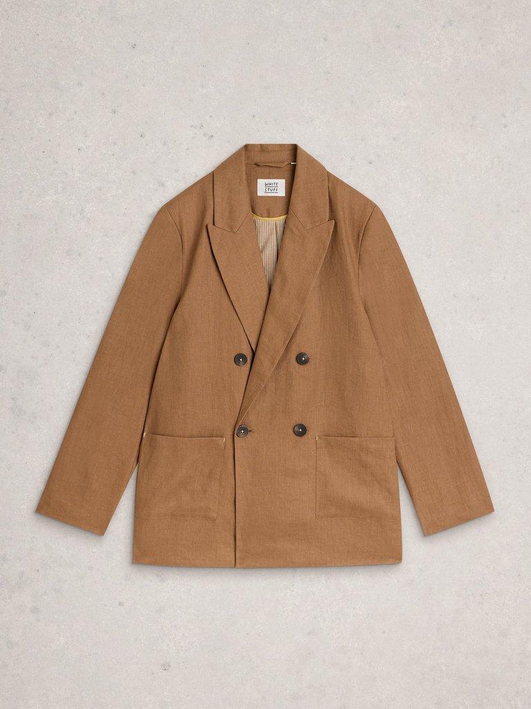 Sasha Linen Blazer in MID TAN - FLAT FRONT