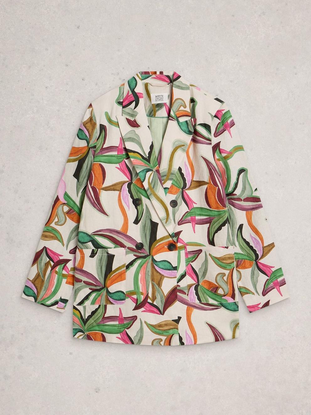 Sasha Linen Blazer in NAT PR - FLAT FRONT