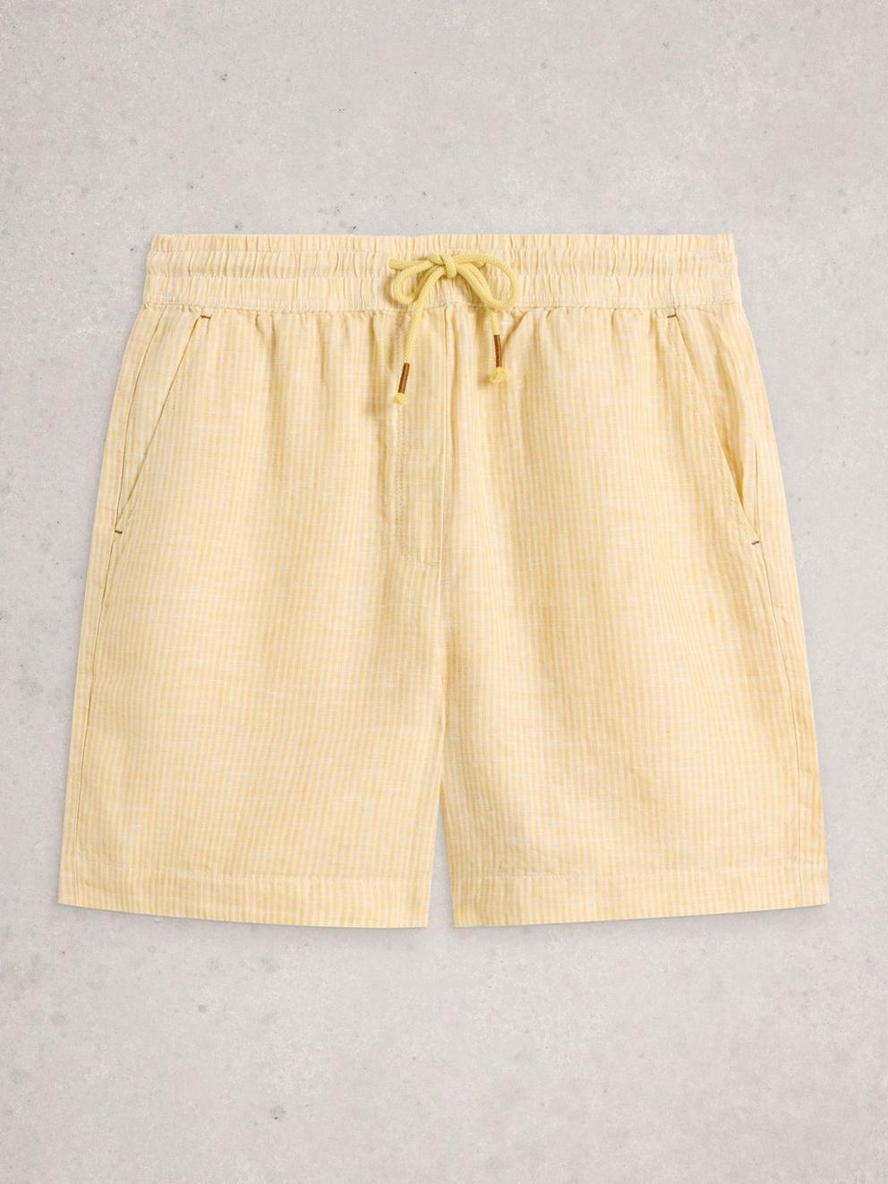 Belle Linen Tie Short in YELLOW MLT - FLAT FRONT