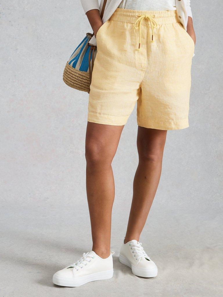 Belle Linen Tie Short in YELLOW MLT - LIFESTYLE