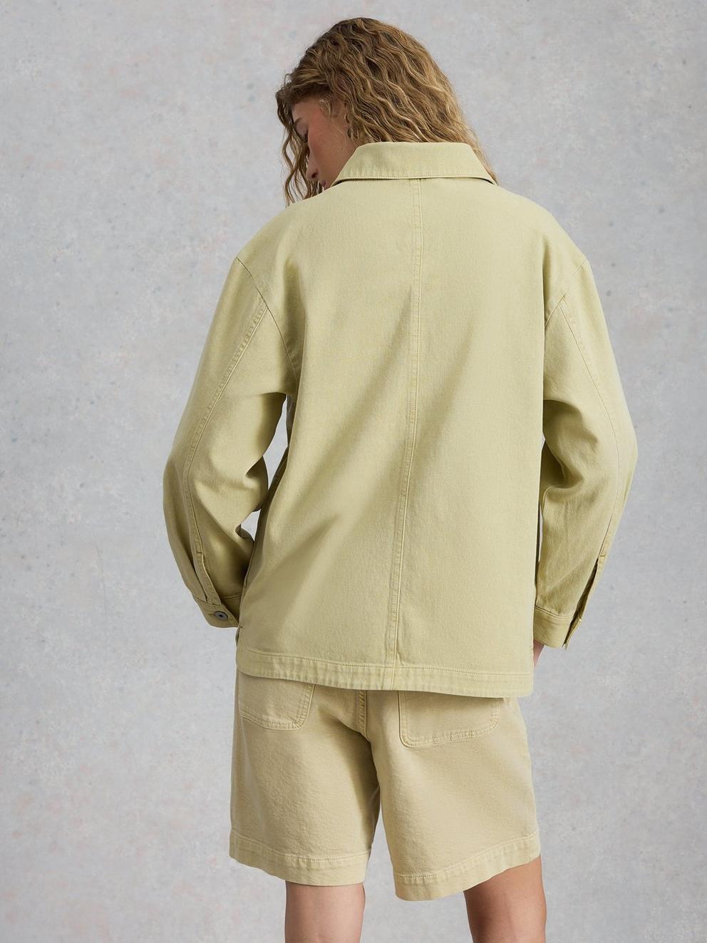 Molly Shacket in LGT GREEN - MODEL BACK