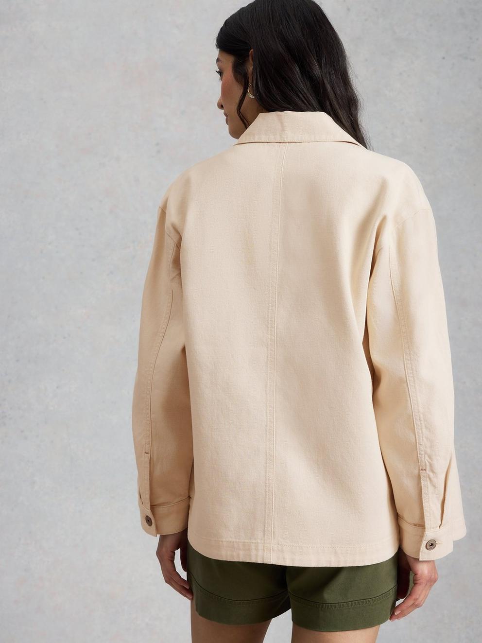 Molly Shacket in NAT WHITE - MODEL BACK