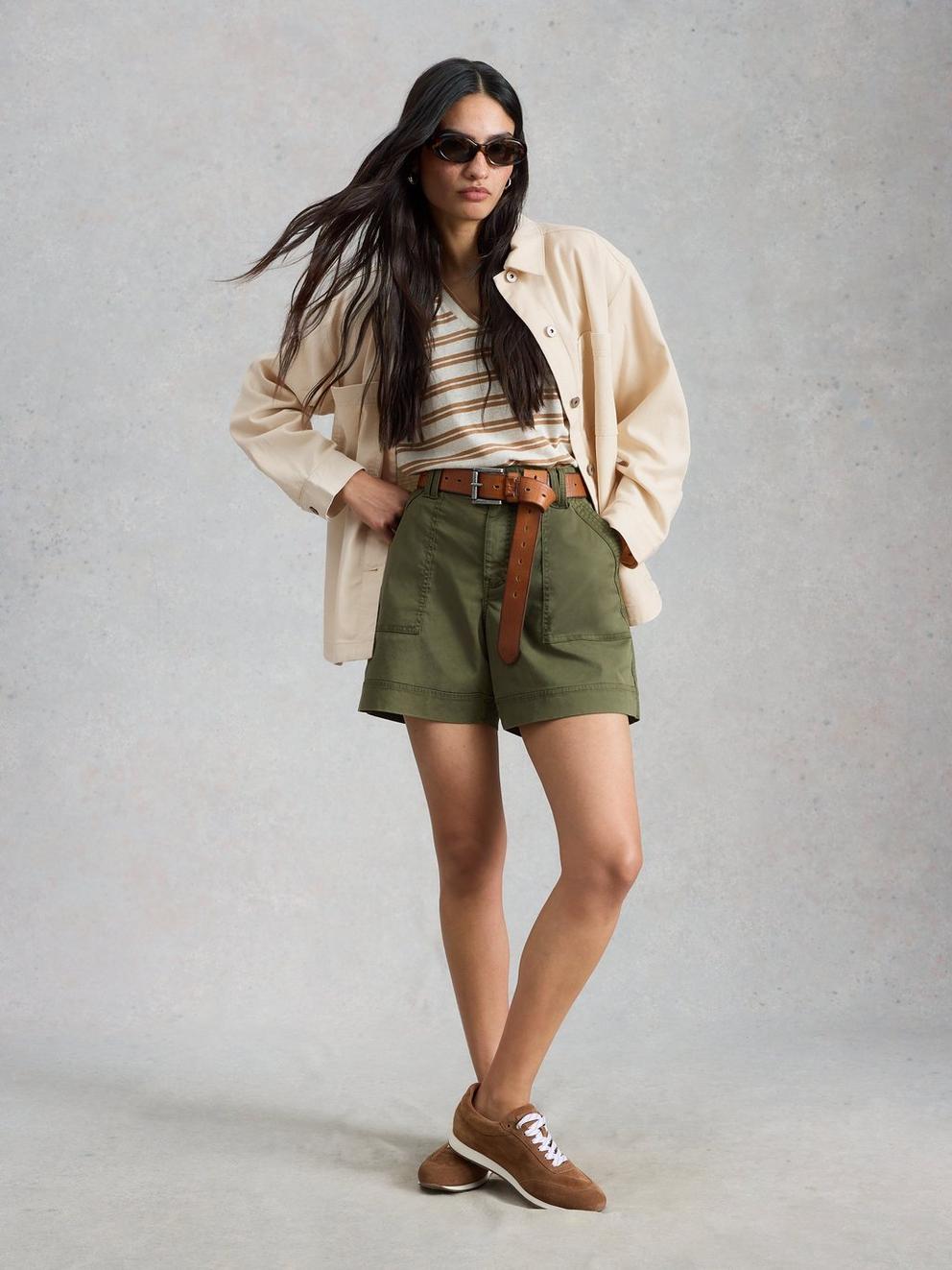 Molly Shacket in NAT WHITE - MODEL FRONT