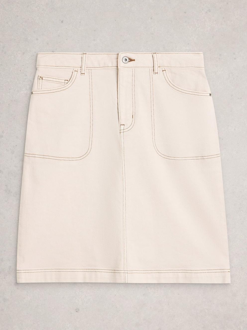 Tia Midi Skirt in NAT WHITE - FLAT FRONT