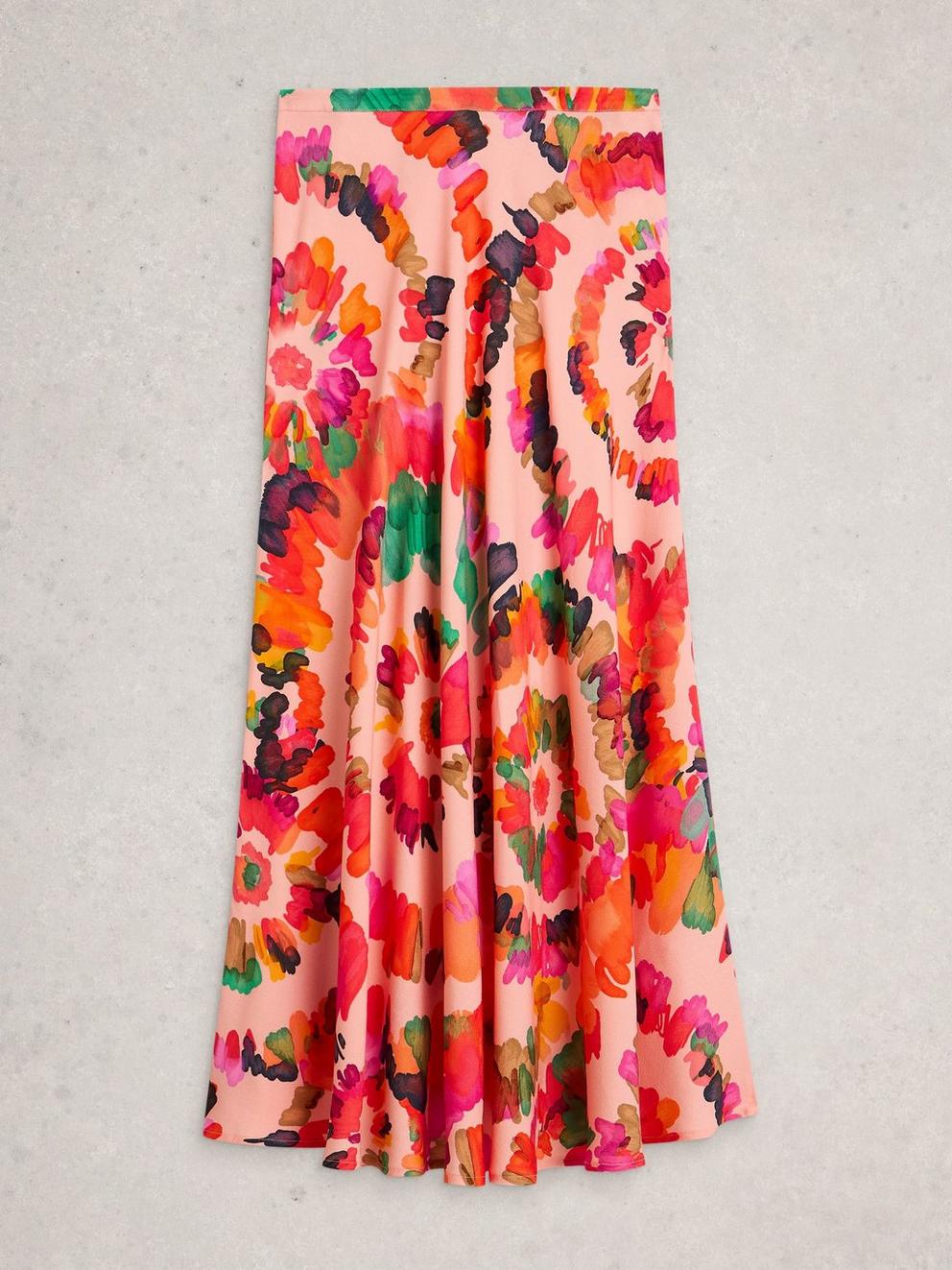 Hope Bias Cut Printed Maxi Skirt in PINK PR - FLAT FRONT