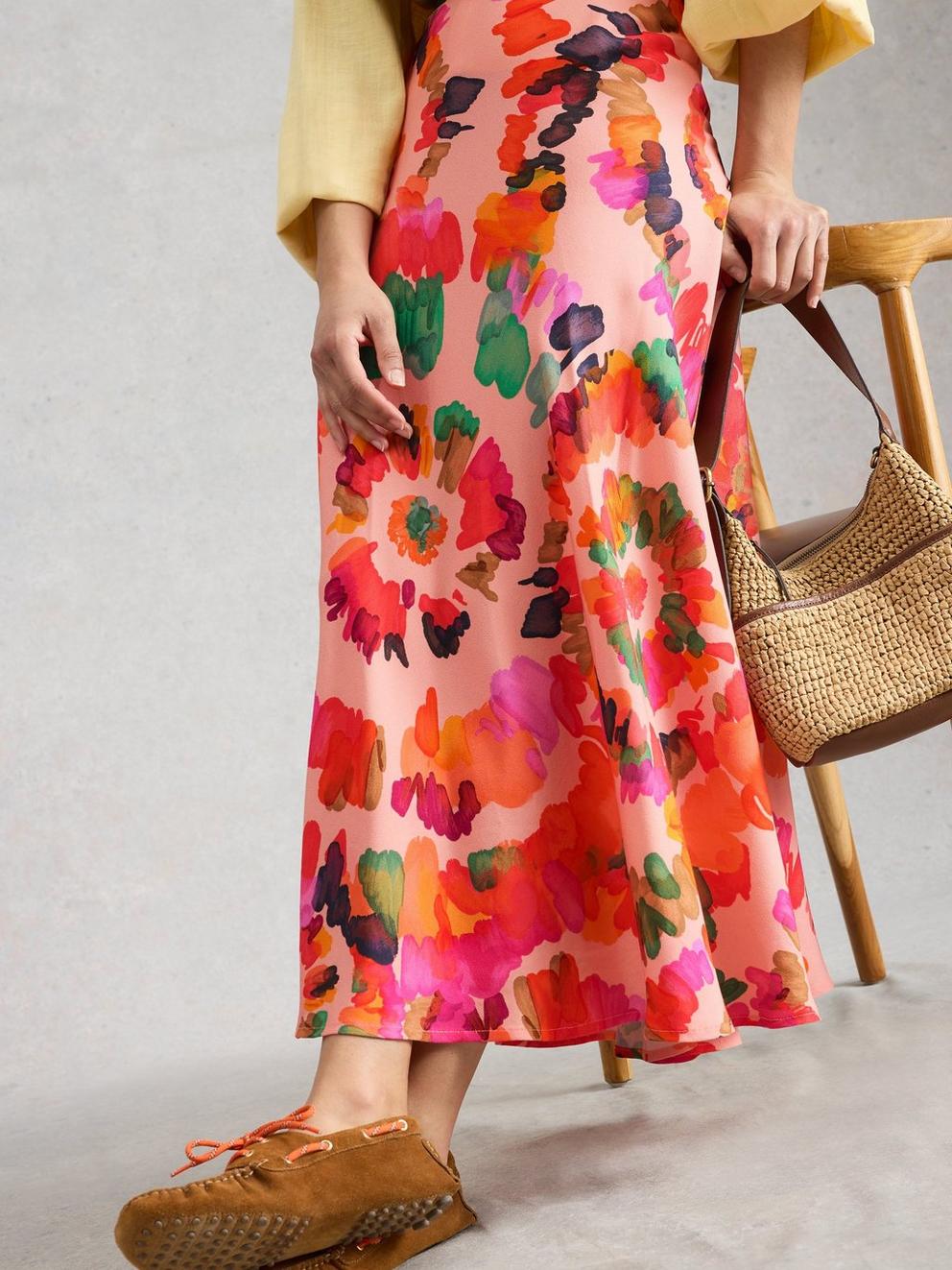 Hope Bias Cut Printed Maxi Skirt in PINK PR - LIFESTYLE