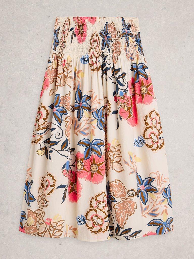 Suri Shirred Midi Skirt in IVORY PR - FLAT FRONT