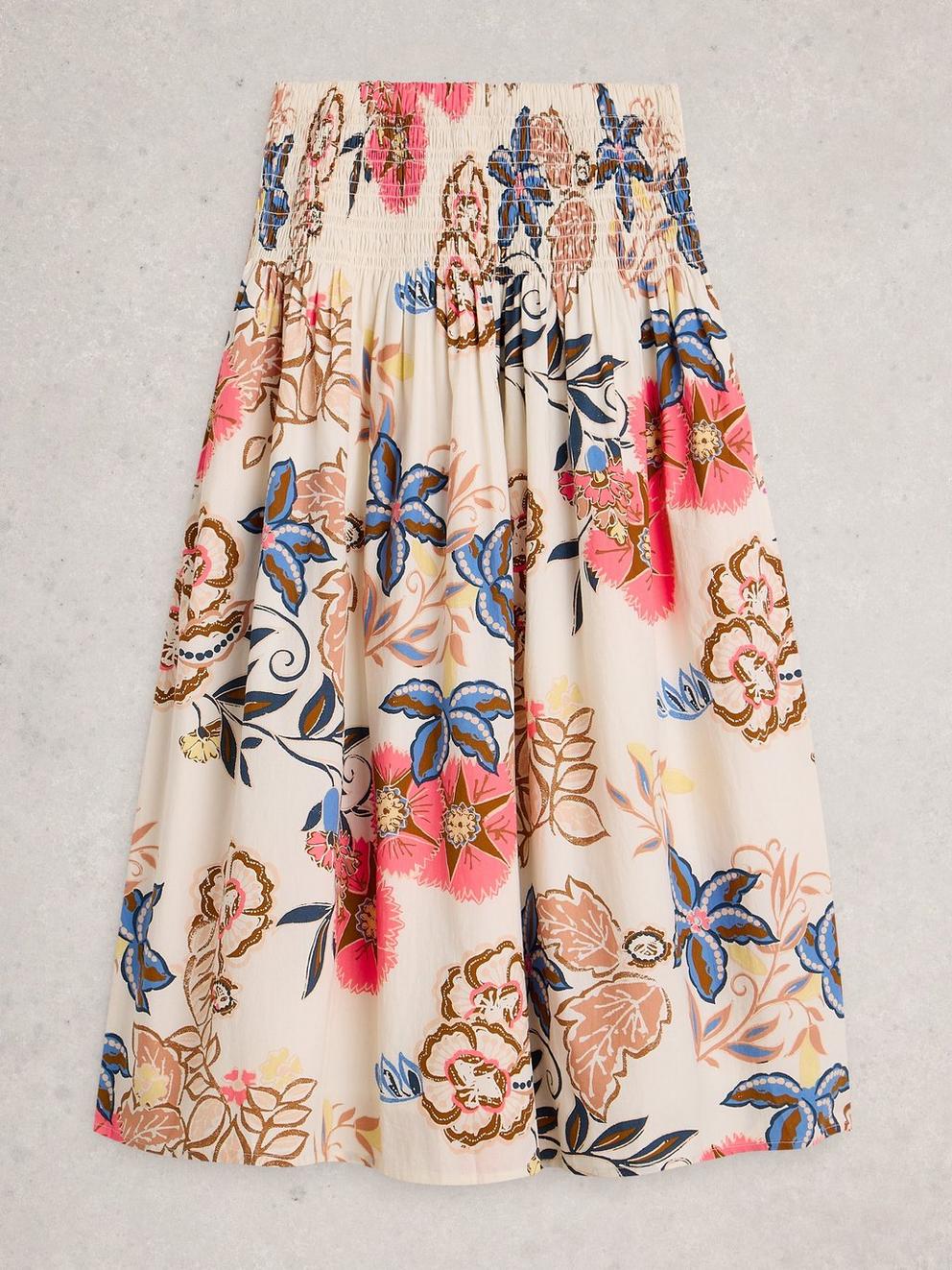 Suri Shirred Midi Skirt in IVORY PR - FLAT FRONT