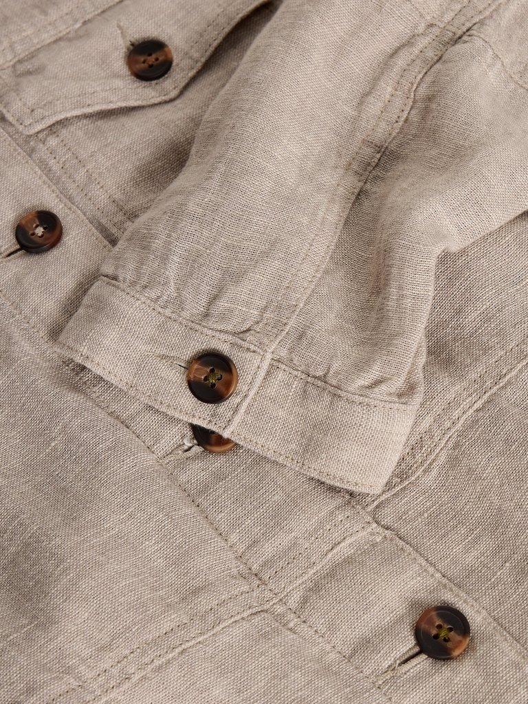 Camille Linen Collared Jacket in LGT NAT - FLAT DETAIL