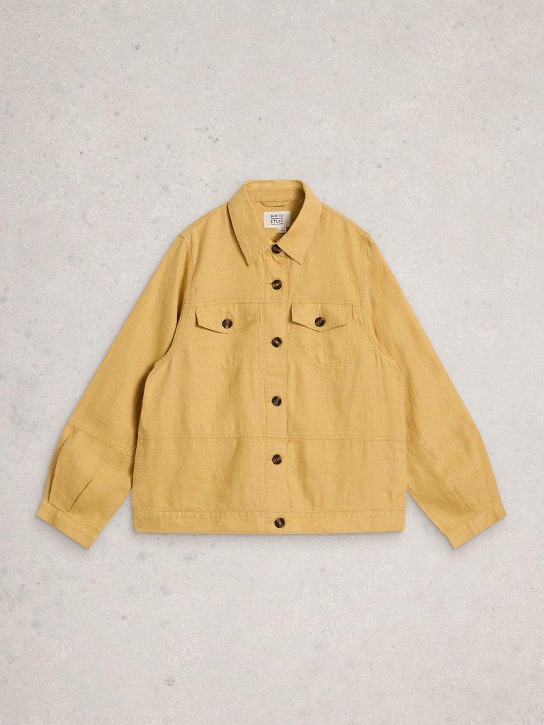 Camille Linen Collared Jacket in LGT YELLOW - FLAT FRONT