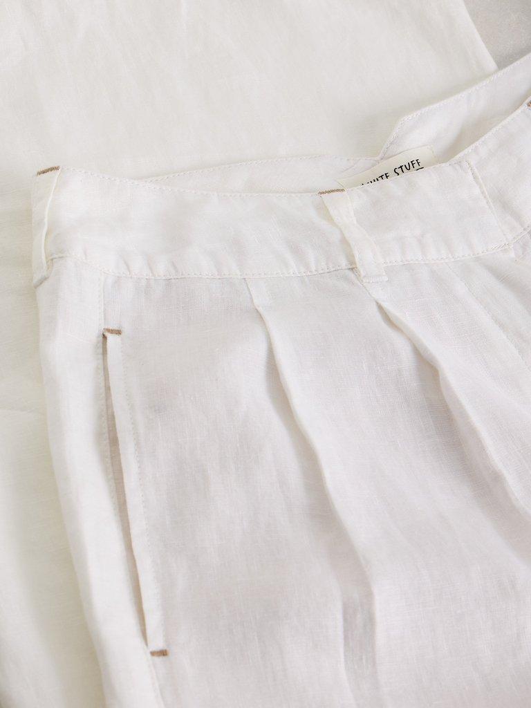 Sasha Wide Leg Linen Trouser in BRIL WHITE - FLAT DETAIL