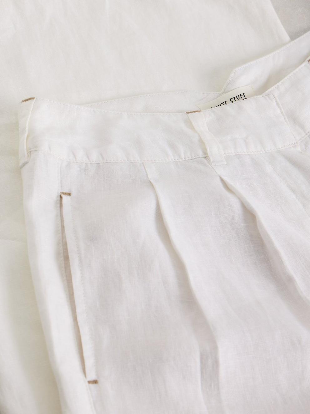 Sasha Wide Leg Linen Trouser in BRIL WHITE - FLAT DETAIL