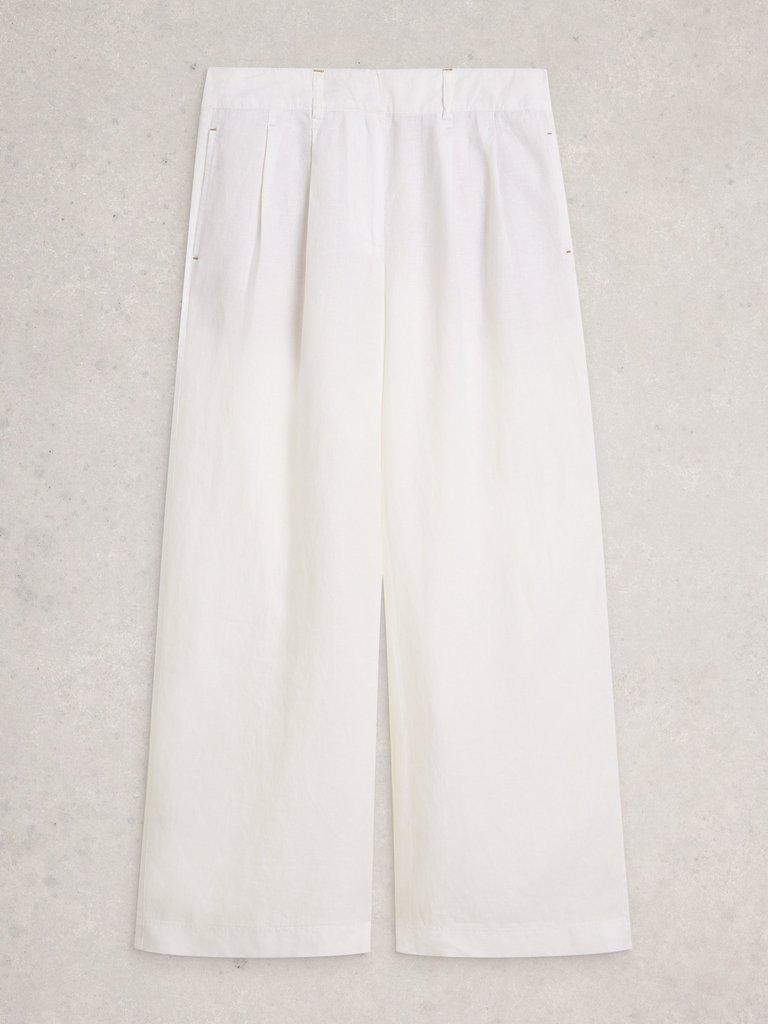 Sasha Wide Leg Linen Trouser in BRIL WHITE - FLAT FRONT