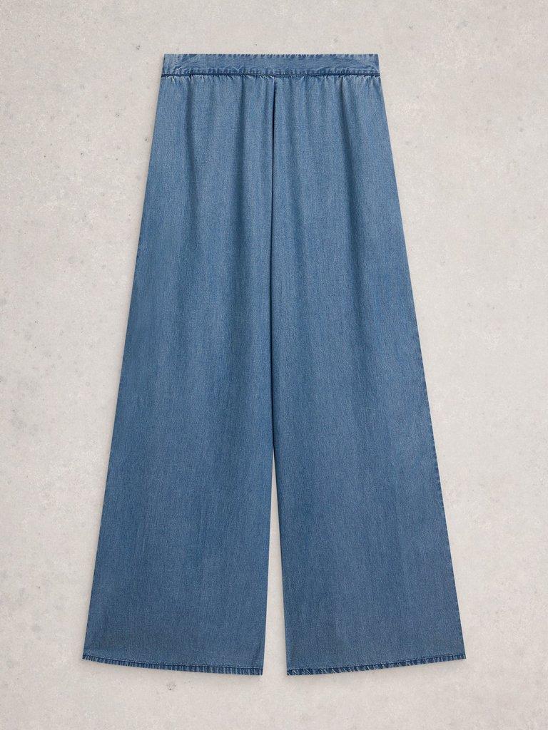 Poppy Palazzo Trouser in CHAMB BLUE - FLAT FRONT
