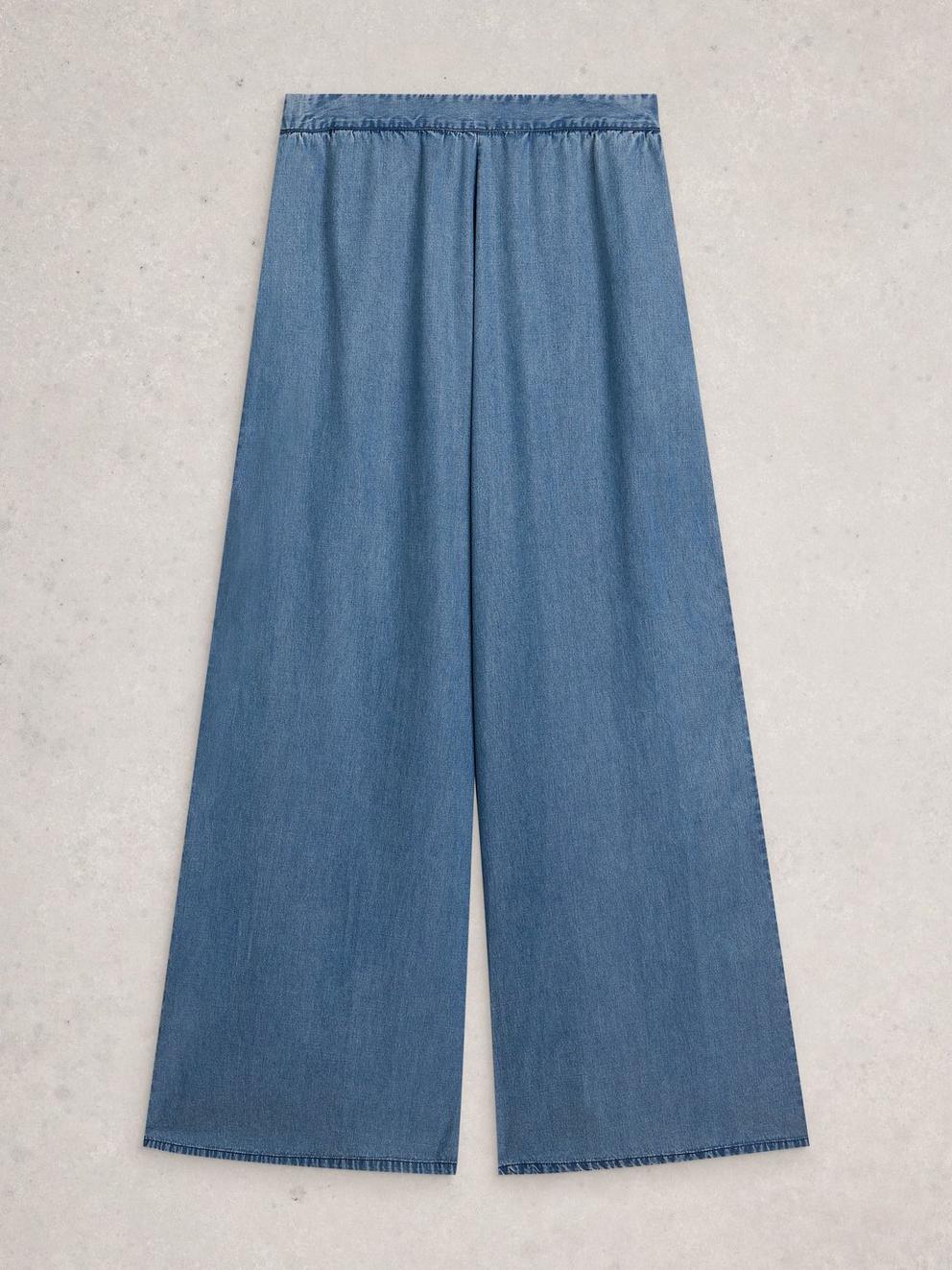 Poppy Palazzo Trouser in CHAMB BLUE - FLAT FRONT