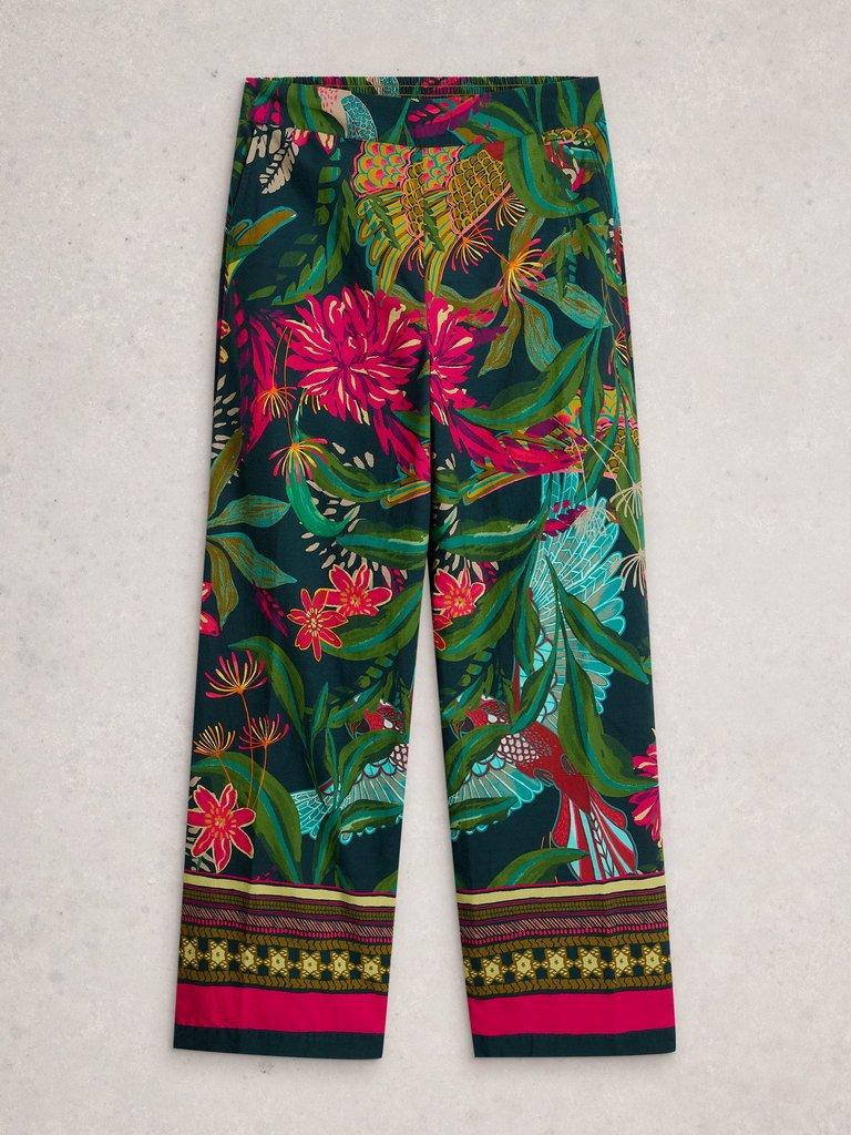 Ally Wide Leg Full Length Trouser in GREEN PR - FLAT FRONT