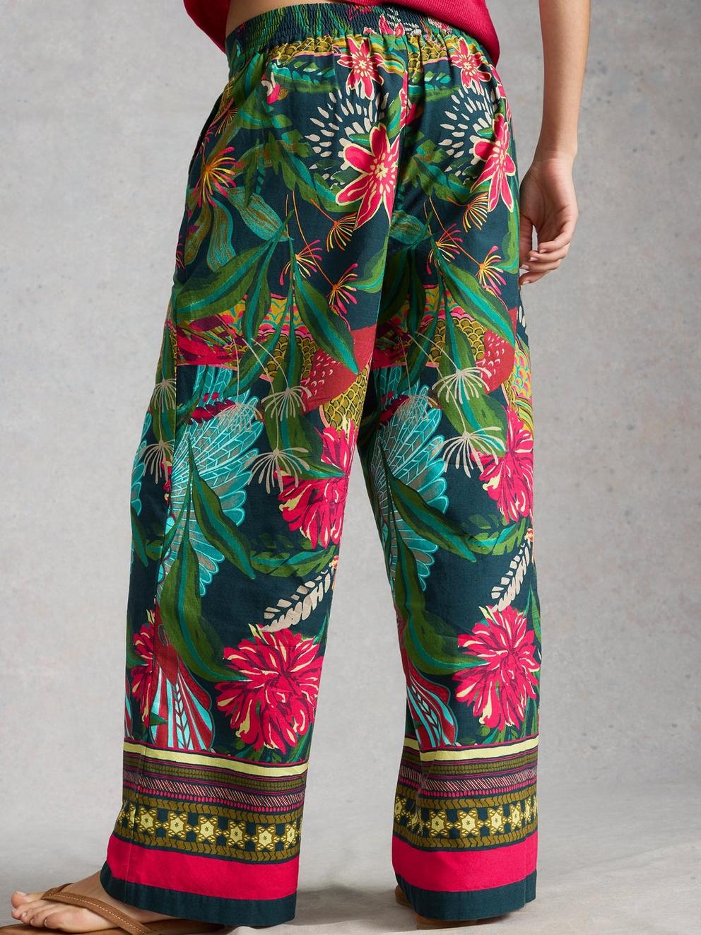 Ally Wide Leg Full Length Trouser in GREEN PR - MODEL BACK
