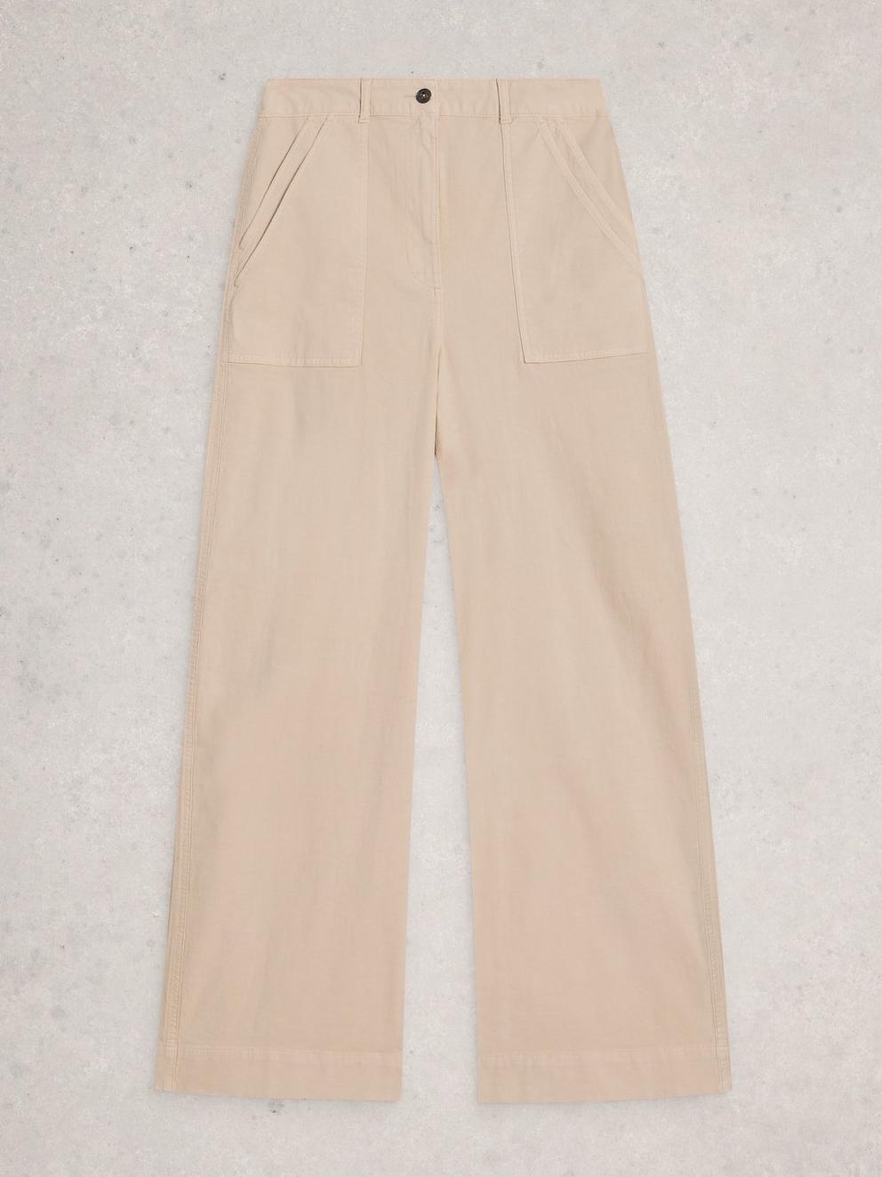 Twister Wide Leg Chino Trouser in NAT WHITE - FLAT FRONT