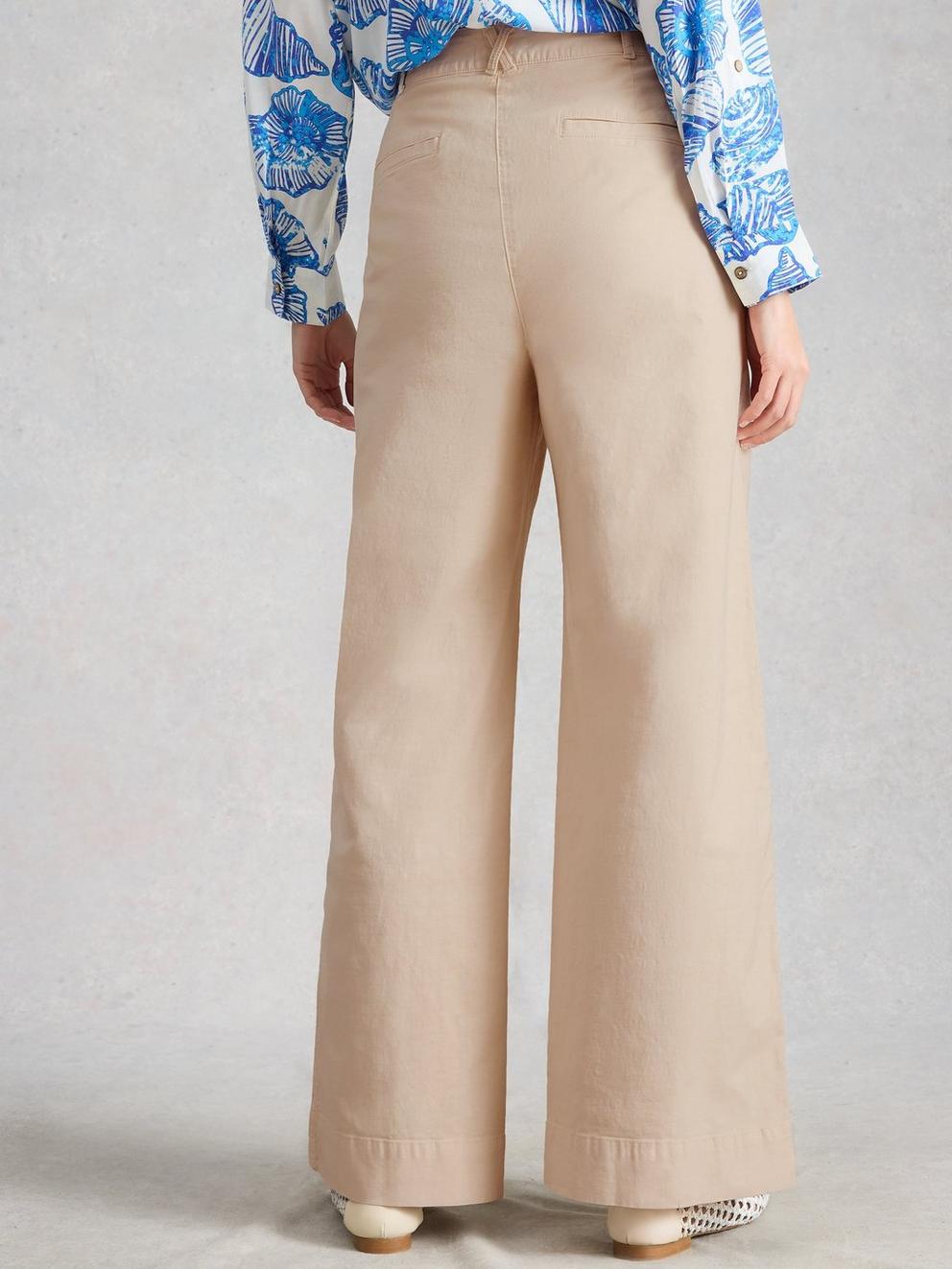 Twister Wide Leg Chino Trouser in NAT WHITE - MODEL BACK