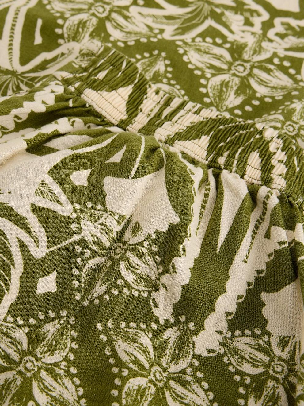 Poppy Linen Blend Trouser in GREEN PR - FLAT DETAIL