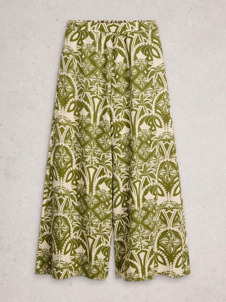 Poppy Linen Blend Trouser in GREEN PR - FLAT FRONT