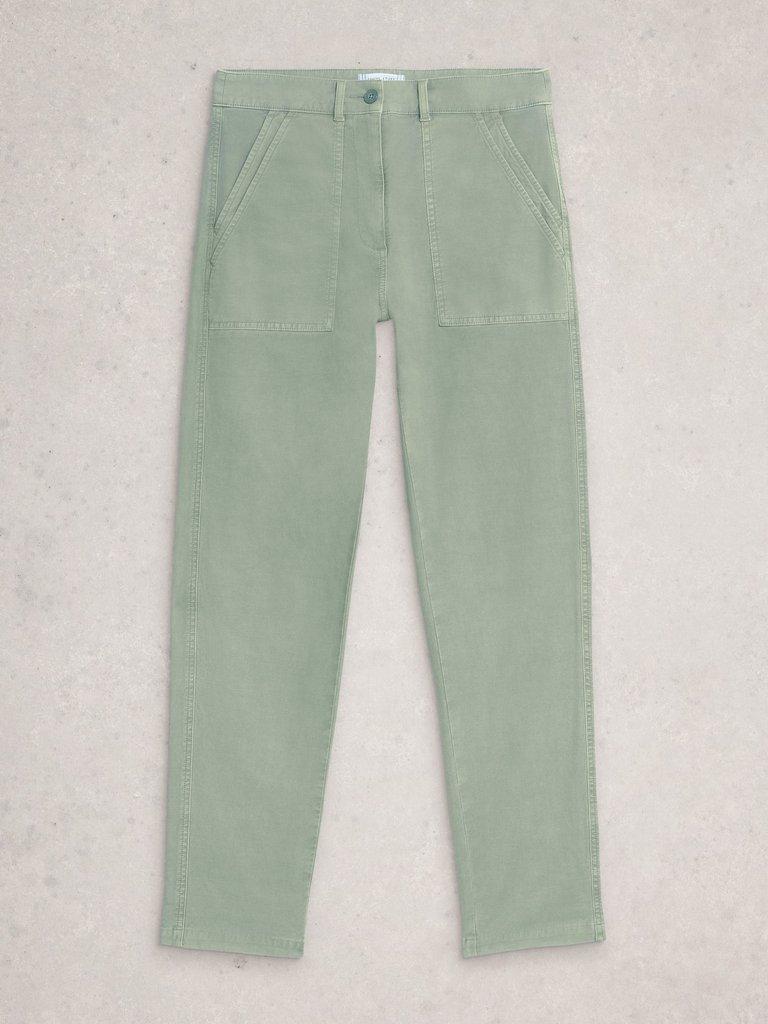 Twister Chino Ankle Length Trousers in LGT GREEN - FLAT FRONT