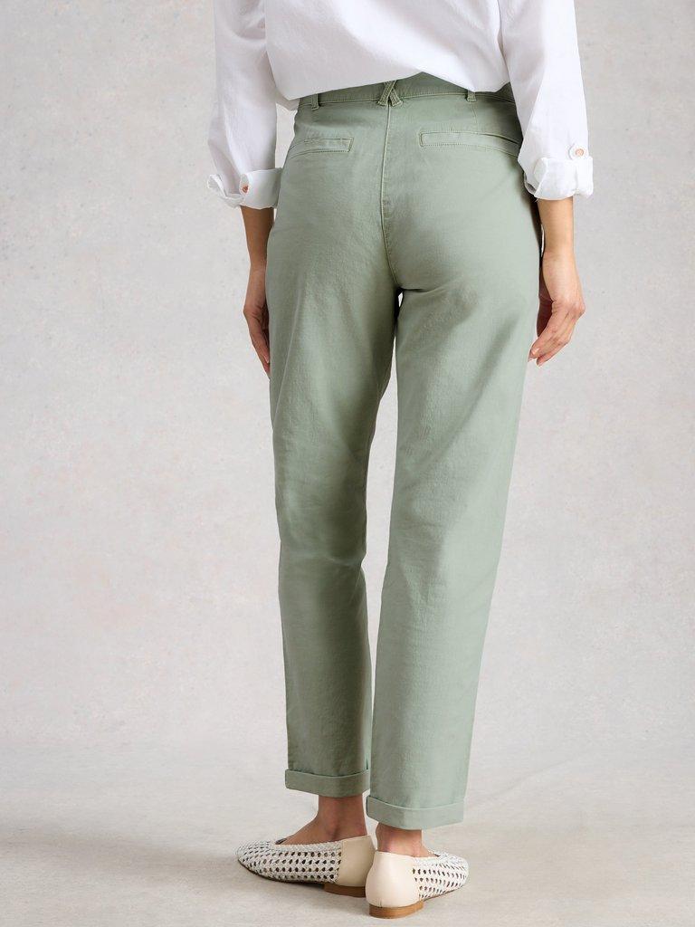 Twister Chino Ankle Length Trousers in LGT GREEN - MODEL BACK