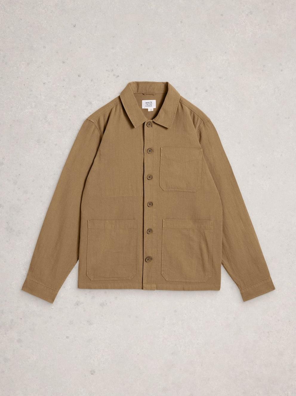Westgate Linen Blend Jacket in KHAKI GRN - FLAT FRONT