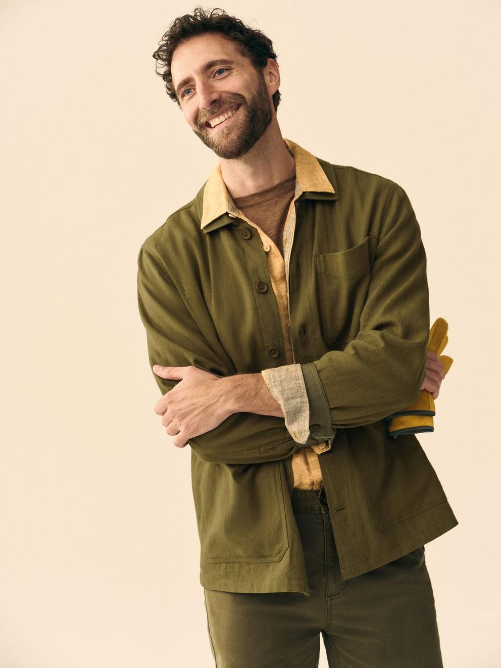 Westgate Linen Blend Jacket in KHAKI GRN - MIXED