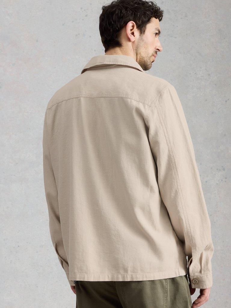 Westgate Linen Blend Jacket in LIGHT TAN - MODEL BACK