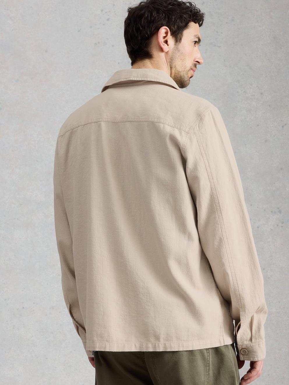 Westgate Linen Blend Jacket in LIGHT TAN - MODEL BACK