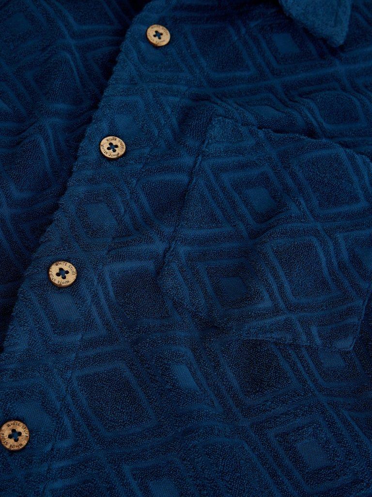 Totten Geo Towelling SS Shirt in MID BLUE - FLAT DETAIL