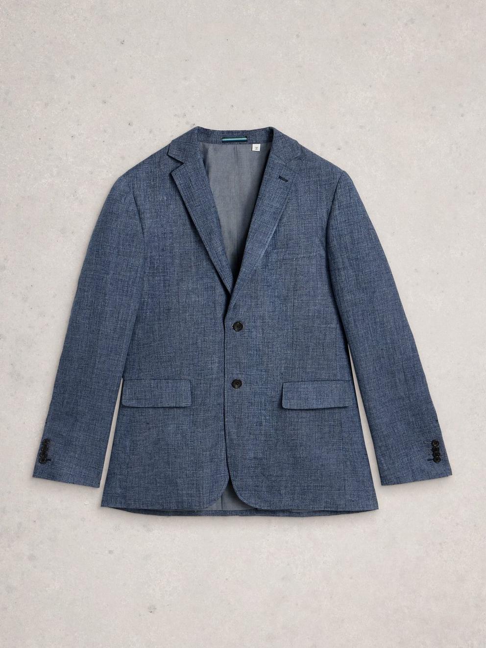 Dundee Linen Blend Blazer in INDIGO BLE - FLAT FRONT