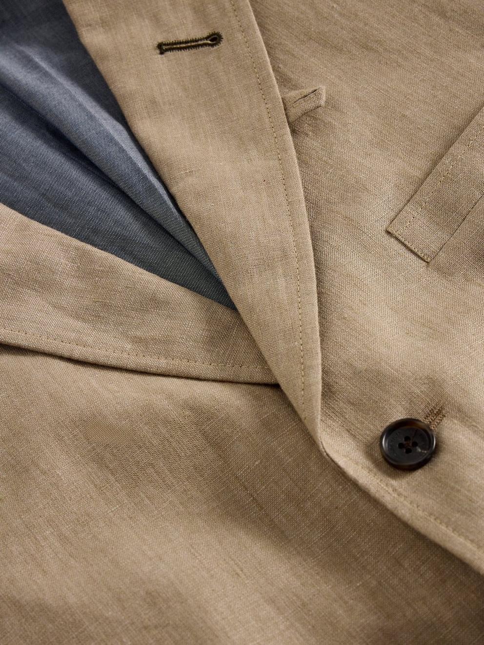 Swinton Linen Blazer in LGT NAT - FLAT DETAIL
