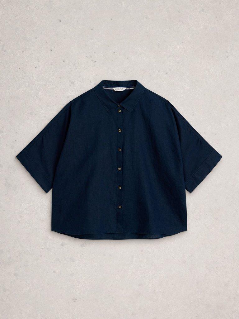Cassie Linen Shirt in DARK NAVY - FLAT FRONT