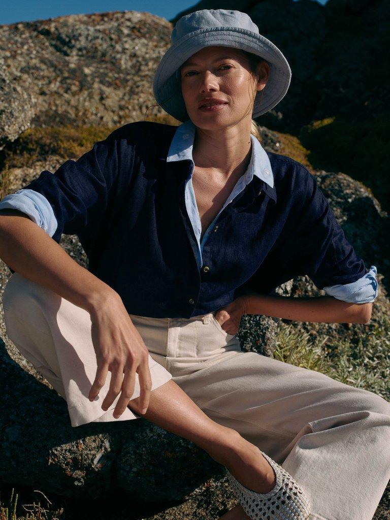 Cassie Linen Shirt in DARK NAVY - MIXED