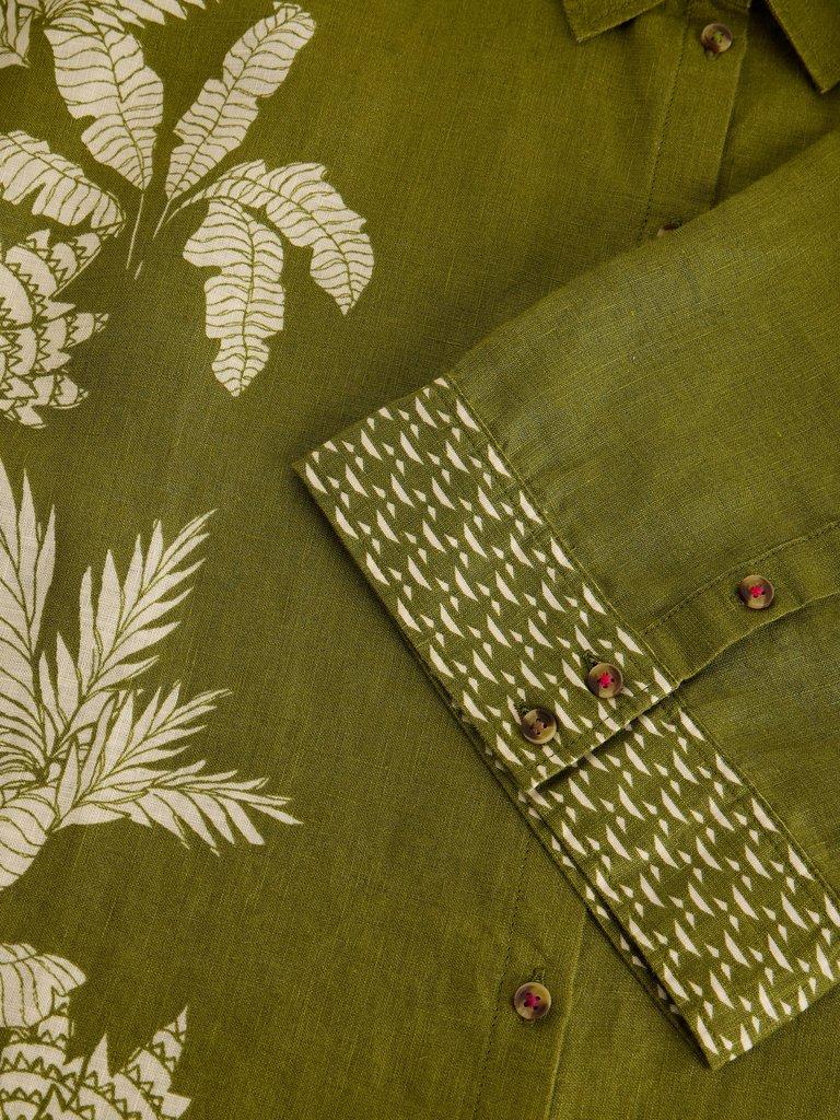 Cassie Linen Shirt in GREEN PR - FLAT DETAIL