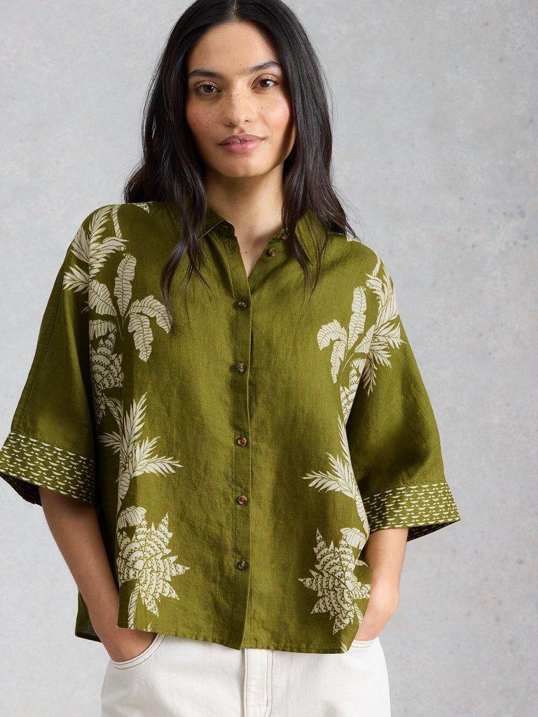 Cassie Linen Shirt in GREEN PR - LIFESTYLE