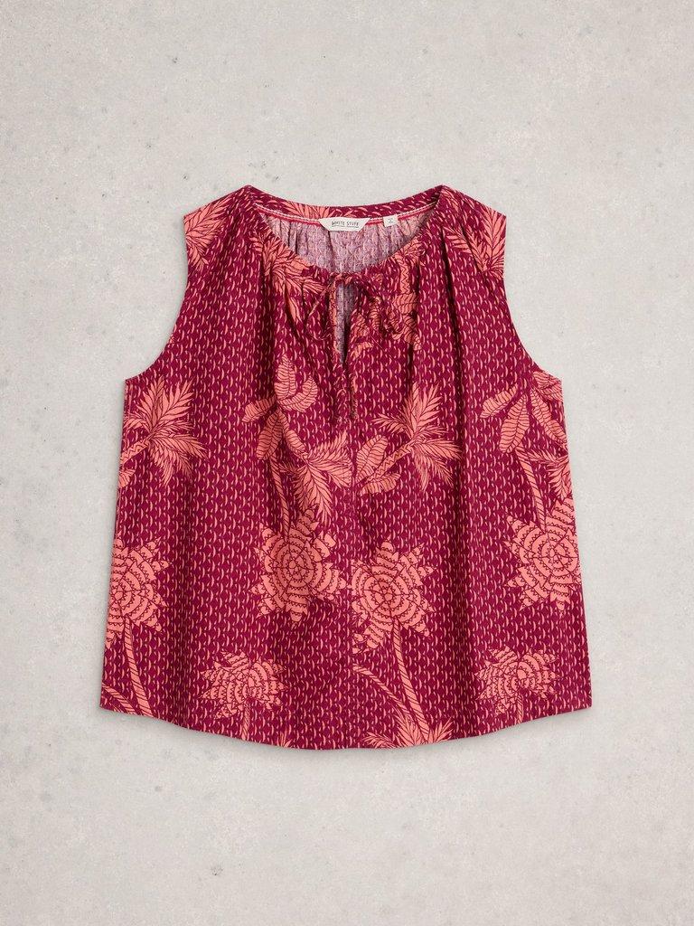 Marley Linen Blend Tie Vest in PINK PR - FLAT FRONT
