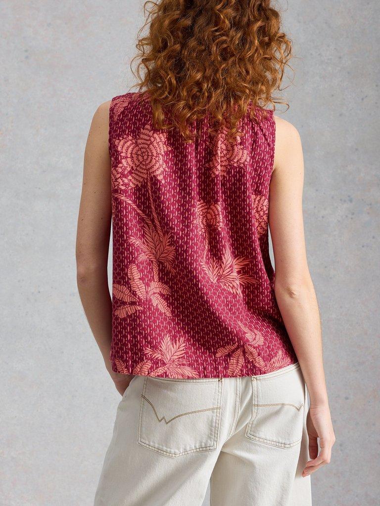 Marley Linen Blend Tie Vest in PINK PR - MODEL BACK