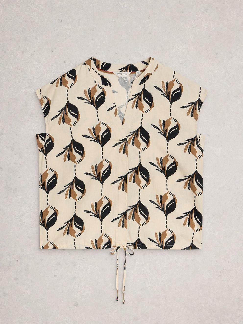 Nicole Linen Blend Sleeveless Top in IVORY PR - FLAT FRONT