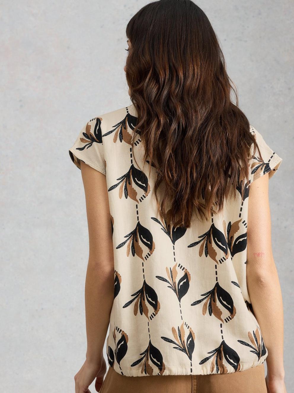 Nicole Linen Blend Sleeveless Top in IVORY PR - MODEL BACK