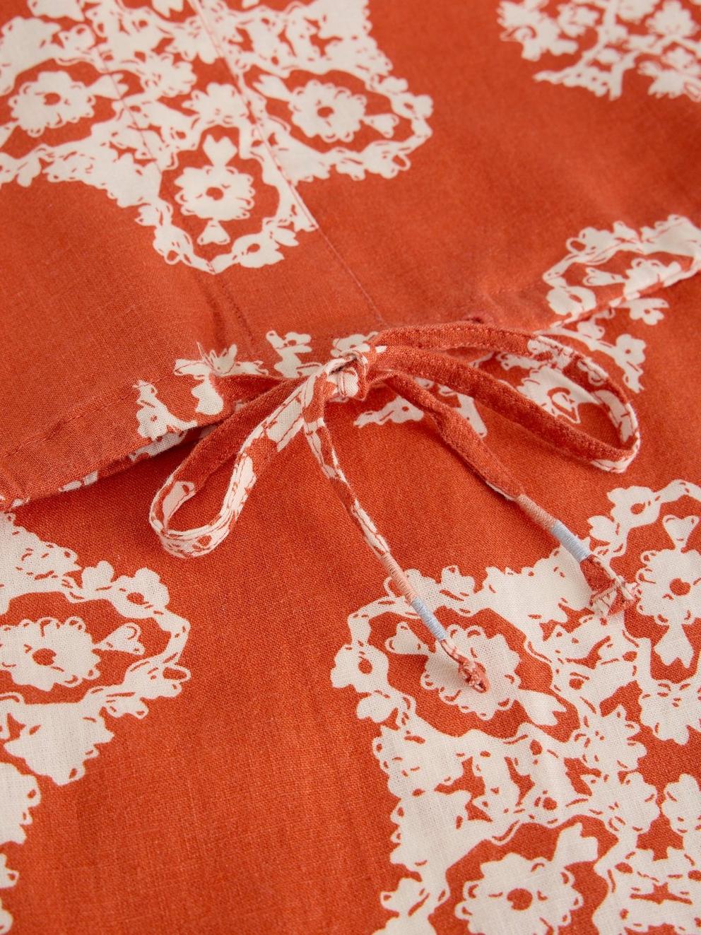 Nicole Linen Blend Sleeveless Top in RED PR - FLAT DETAIL