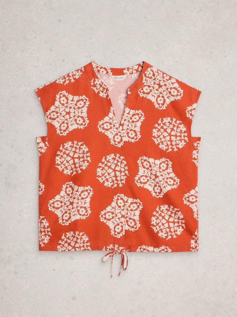 Nicole Linen Blend Sleeveless Top in RED PR - FLAT FRONT