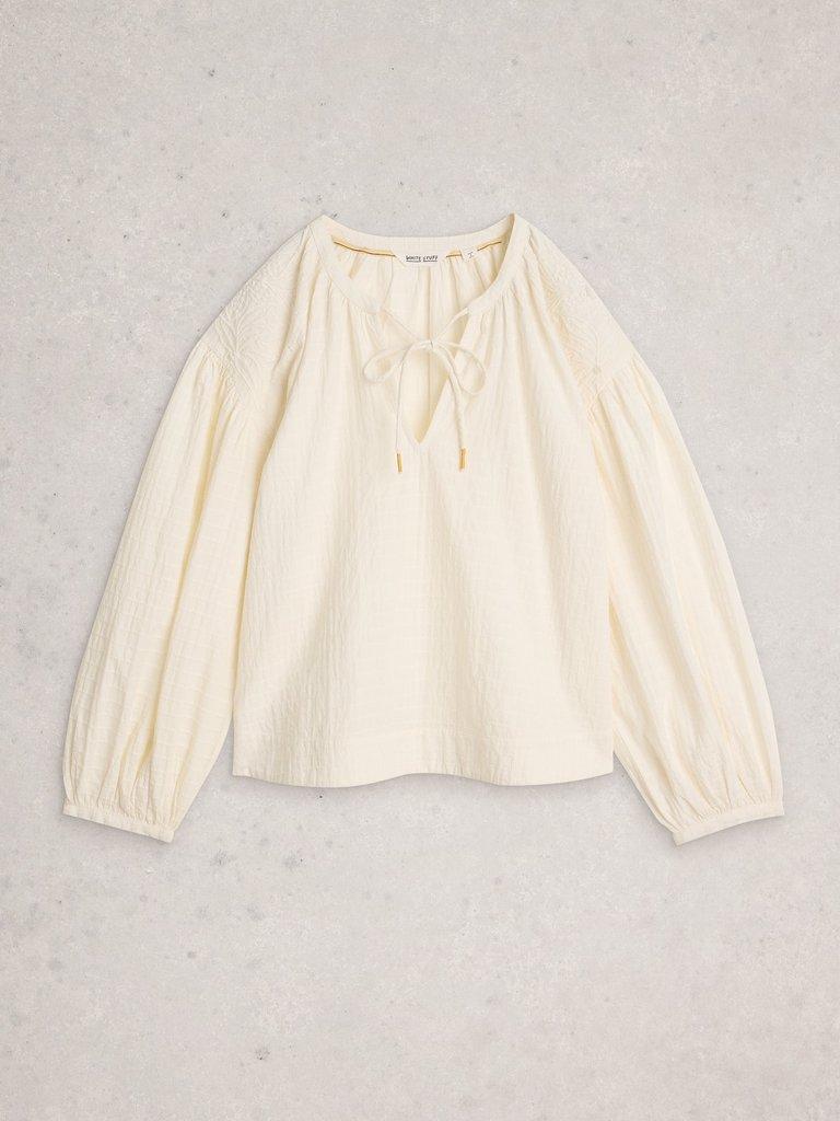 Tilly Textured Top in NAT WHITE - FLAT FRONT