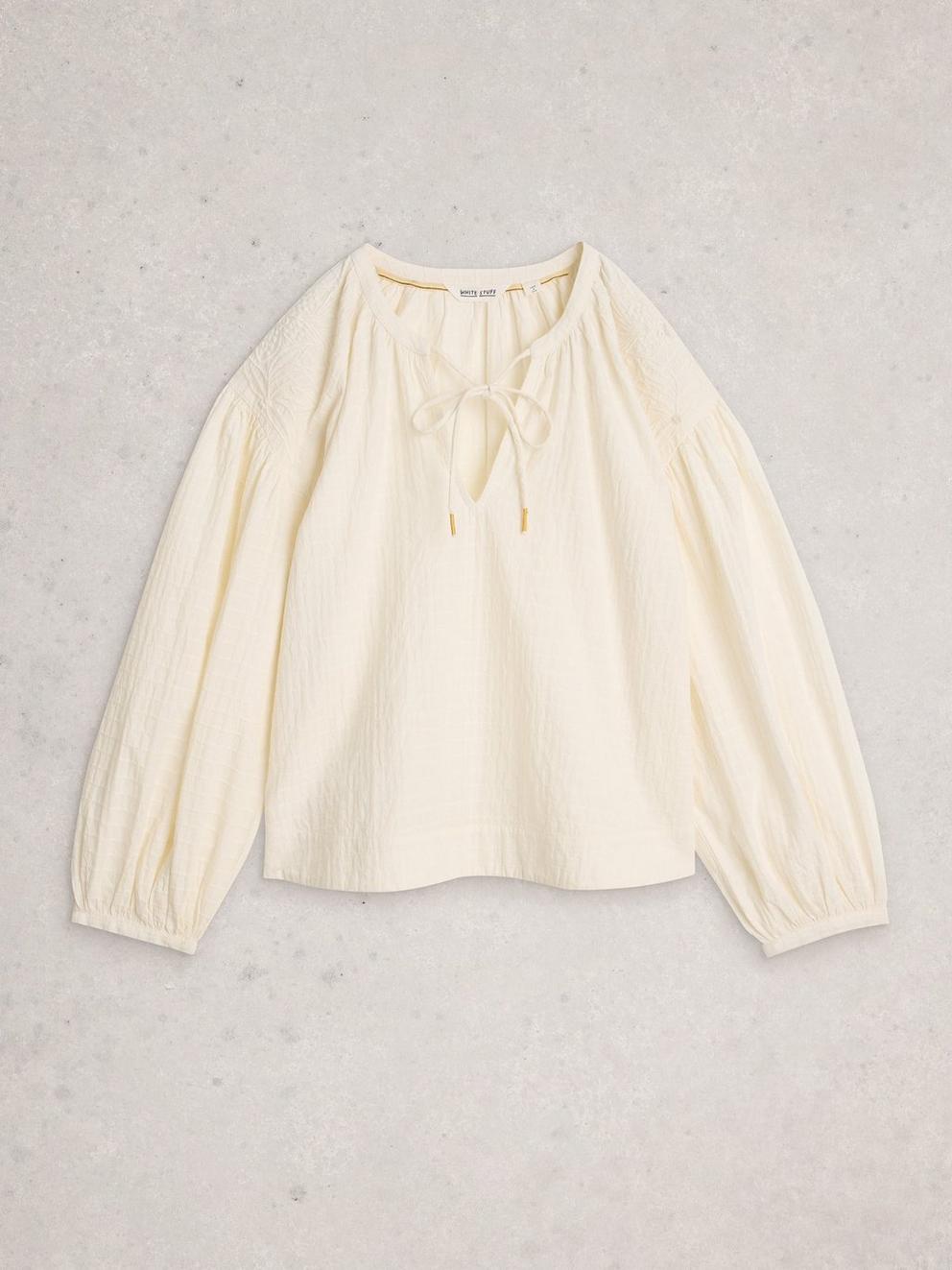 Tilly Textured Top in NAT WHITE - FLAT FRONT