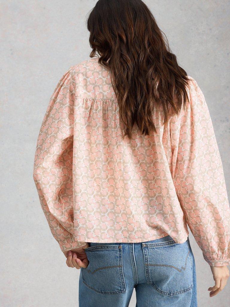 Lana Organic Cotton Top in PINK MLT - MODEL BACK