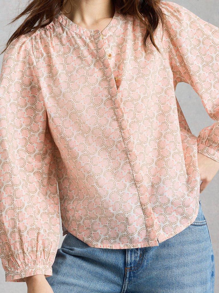 Lana Organic Cotton Top in PINK MLT - MODEL DETAIL