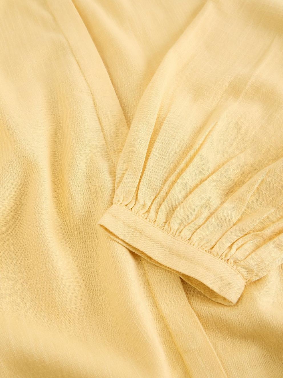 Lana Linen Blend Top in LGT YELLOW - FLAT DETAIL