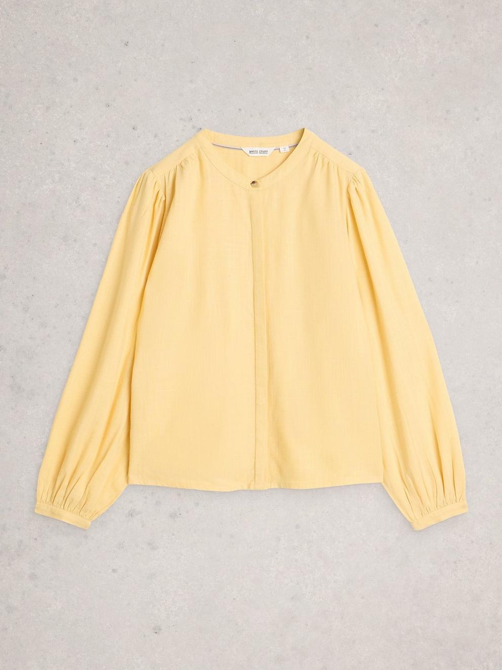 Lana Linen Blend Top in LGT YELLOW - FLAT FRONT